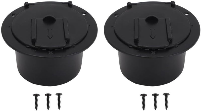 Chiffonade 2Pcs RV Round Electric Cable Hatches for 50 Amp Cords Durable Power Cord Covers with Screws, Black - Image 1